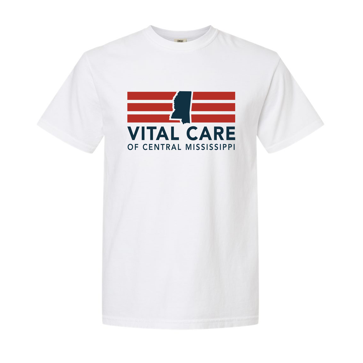 Vital Care of Central MS | Stripes & State Heavy Cotton T-shirt